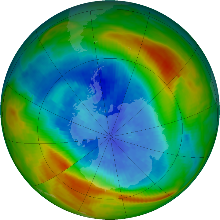 Antarctic ozone map for 19 September 1982